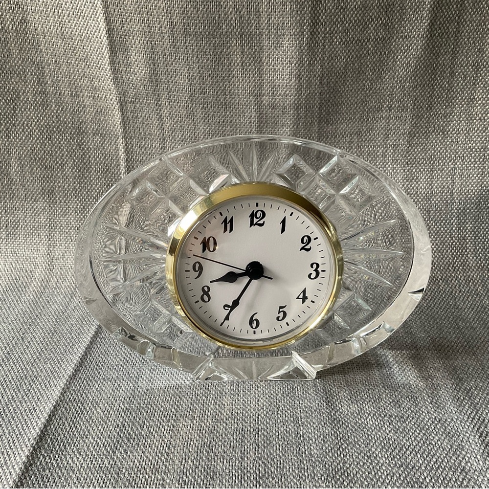 Vintage Glass Crystal Desk OVAL CLOCK